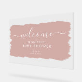 Moderne Script Baby Dusche Willkommen Paint Blush Acrylschild (Winkel)
