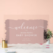 Moderne Script Baby Dusche Willkommen Paint Blush Acrylschild (Hochzeit)