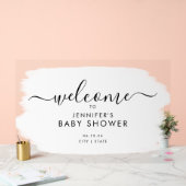 Moderne Script Baby Dusche Willkommen Paint White Acrylschild (Hochzeit)