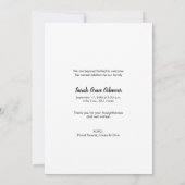 Moderne Script Baby Girl Foto Birth Dusche Dankeskarte (Rückseite)