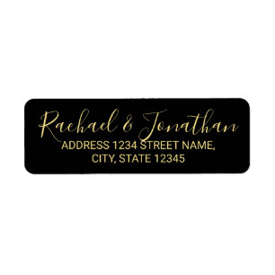 Moderne Script Black and Gold Wedding