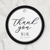 Moderne Script Black and White Border Wedding Geschenkanhänger (Vorderseite)