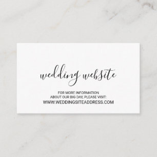 Moderne Script Black and White Wedding Website Begleitkarte