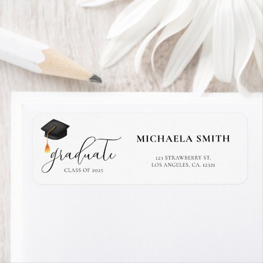 Moderne Script Black Cap Abschluss Rücksendeadress (Insitu)