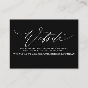Moderne Script Black Wedding Website Card Visitenkarte