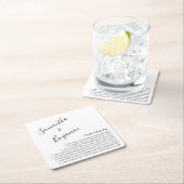 Moderne Script Black & White Fun Fakten Hochzeiten Rechteckiger Pappuntersetzer (Vor Ort)