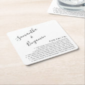 Moderne Script Black & White Fun Fakten Hochzeiten Rechteckiger Pappuntersetzer (angewinkelt)