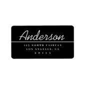 Moderne Script Black & White Rücksendeadresse Adressaufkleber (Vorne)