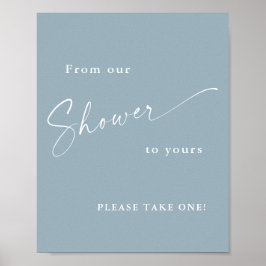 Moderne Script Blue Baby Dusche Poster