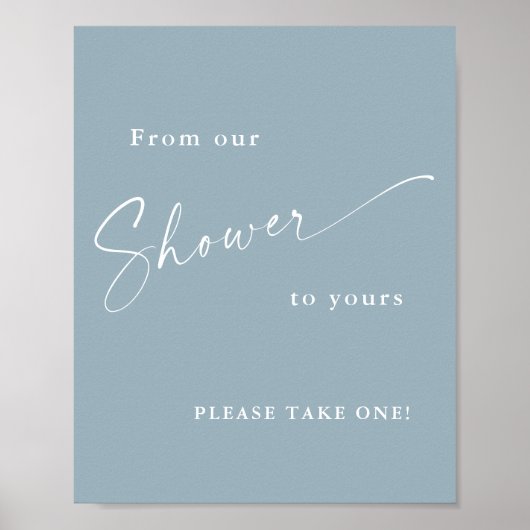 Moderne Script Blue Baby Dusche Poster (Vorne)