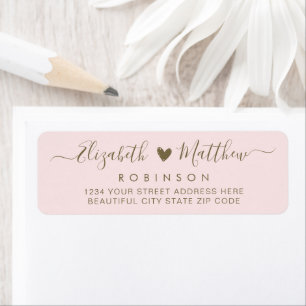 Moderne Script Blush Gold Wedding Rücksendeadresse