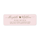 Moderne Script Blush Gold Wedding Rücksendeadresse (Vorne)