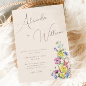 Moderne Script Boho Wildblume Wedding Einladung