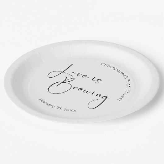 Moderne Script Brautparty Liebe bricht Pappteller (Schrägansicht)