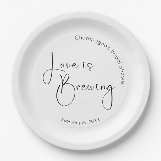 Moderne Script Brautparty Liebe bricht Pappteller (Vorderseite)
