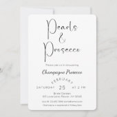 Moderne Script Brautparty Perlen und Prosecco Einladung (Vorderseite)