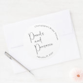 Moderne Script Brautparty Perlen und Prosecco Runder Aufkleber (Umschlag)