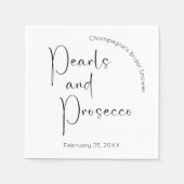 Moderne Script Brautparty Perlen und Prosecco Serviette (Vorderseite)