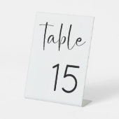 Moderne Script-Brautparty-Tischnummer Sockelschild (Vorderseite)