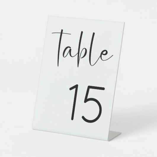 Moderne Script-Brautparty-Tischnummer Sockelschild (Vorderseite)