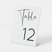 Moderne Script-Brautparty-Tischnummer Sockelschild (Vorderseite)