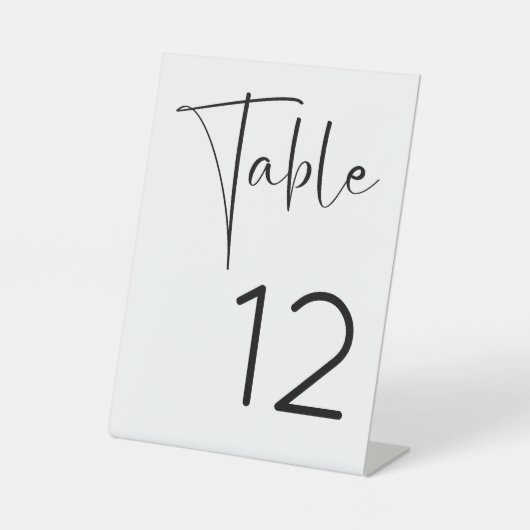 Moderne Script-Brautparty-Tischnummer Sockelschild (Vorderseite)