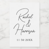 Moderne Script Bridge and Groom Wedding Monogram Weinetikett (Einzelnes Label)