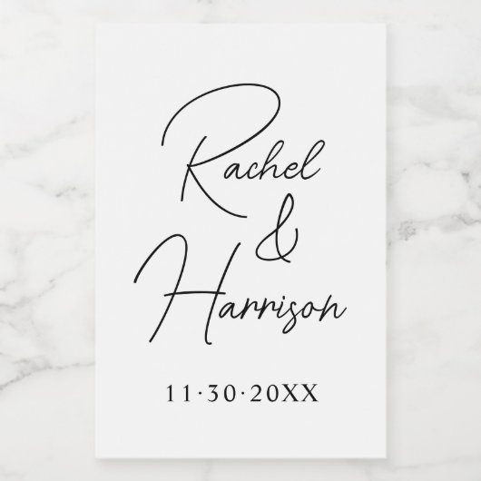 Moderne Script Bridge and Groom Wedding Monogram Weinetikett (Einzelnes Label)