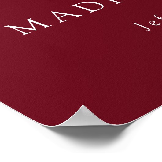 Moderne Script Burgundy Begrüßungspartei Poster (Ecke)