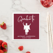 Moderne Script Burgundy Graduation Party Serviette (Beispiel)