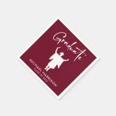 Moderne Script Burgundy Graduation Party Serviette (Ecke)