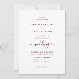 Moderne Script Burgundy Hochzeitseinladung Einladung