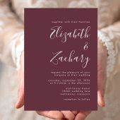 Moderne Script Burgundy Wedding Einladung