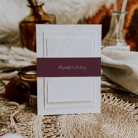 Moderne Script Burgundy Wedding Einladungsbanderole