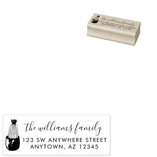 Moderne Script Cactus Planter Rücksendeadresse Gummistempel (Stempel)