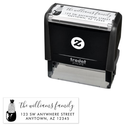 Moderne Script Cactus Planter Rücksendeadresse Permastempel (Beispiel)