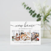 Moderne Script Calligraphy 3 Foto Neue Zuhause Mov Ankündigungspostkarte (Stehend Vorderseite)