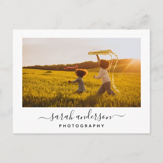 Moderne Script Calligraphy Foto Business Card Postkarte (Vorderseite)