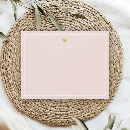 Moderne Script Calligraphy Gold Heart Chic Girl Mitteilungskarte