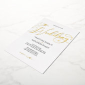 Moderne Script Calligraphy Luxury Wedding Real Gol Folieneinladung (Gedreht)