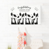 Moderne Script Cap Toss White Graduation Party Banner (Insitu)