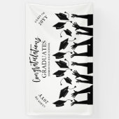 Moderne Script Cap Toss White Graduation Party Banner (Vertikal)
