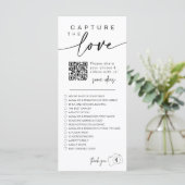 Moderne Script Capture Die Liebe QR CODE Card Menükarte (Stehend Vorderseite)