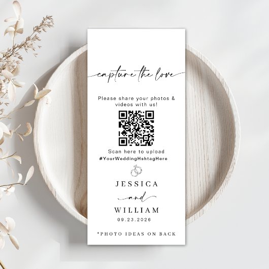 Moderne Script Capture Die Liebe QR CODE Card Menükarte