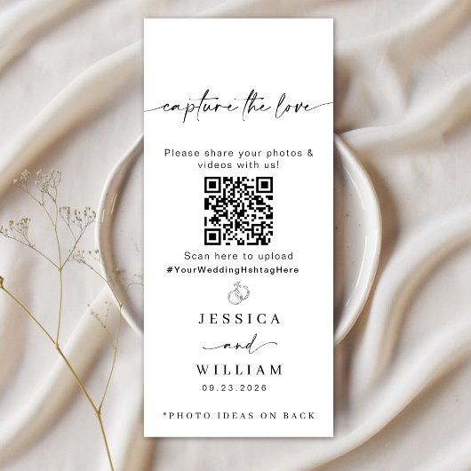 Moderne Script Capture Die Liebe QR CODE Card Menükarte