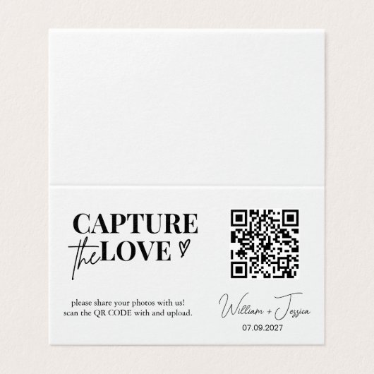 Moderne Script Capture Die QR-Liebe-Code-Karte (Außenseite Aufgefaltet)