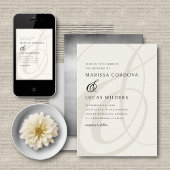 Moderne Script Champagne Ampersand Hochzeit Einladung