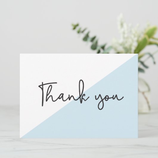 Moderne Script Chic Baby Dusche Vielen Dank Einladung (Stehend Vorderseite)