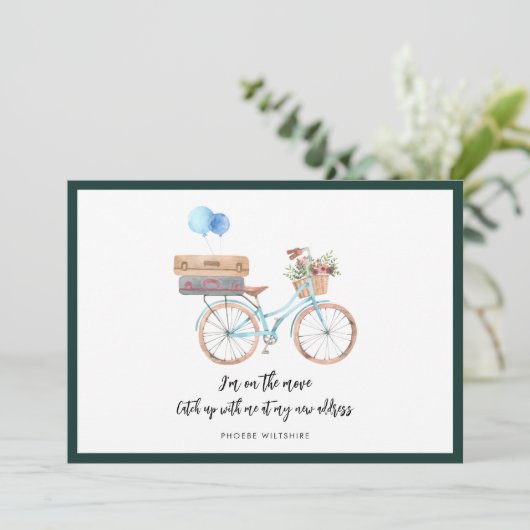 Moderne Script Chic Watercolor Moving Ankündigung (Stehend Vorderseite)