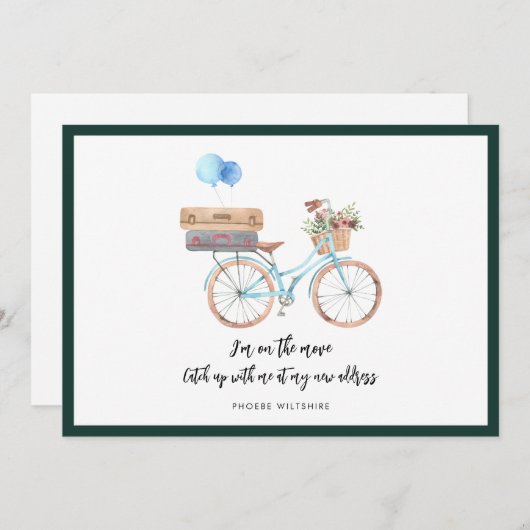 Moderne Script Chic Watercolor Moving Ankündigung (Vorne/Hinten)